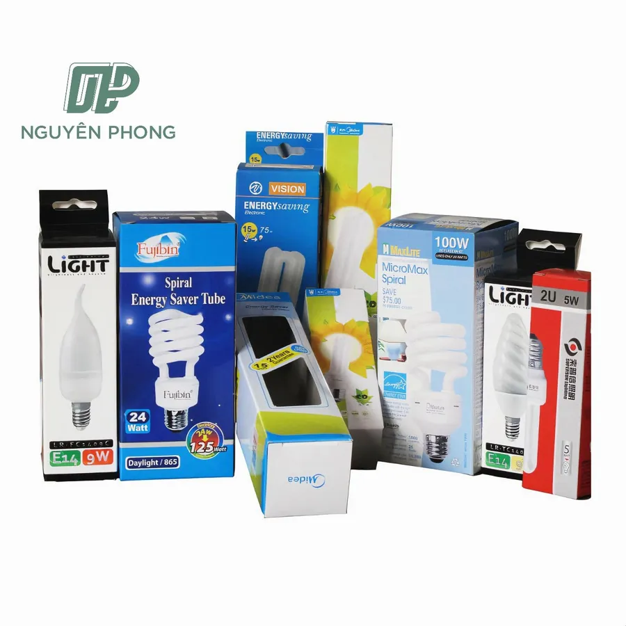 Hộp giấy đựng bóng đèn – mẫu tham khảo hộp giấy mềm ivory/duplex