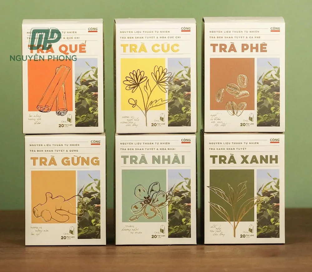 Hộp trà giấy in màu – mẫu tham khảo hộp giấy mềm ivory/duplex