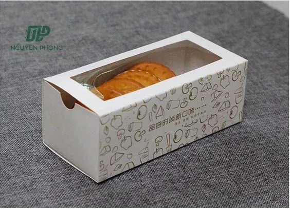 Hộp giấy có cửa sổ chữ nhật – mẫu tham khảo hộp giấy mềm ivory/duplex