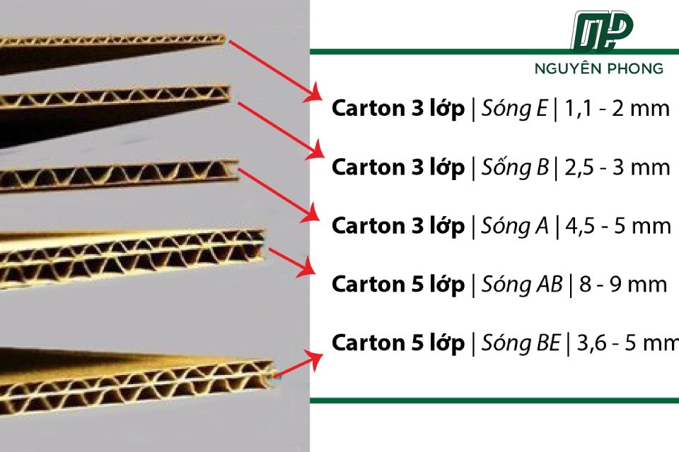 Các loại sóng carton phổ biến