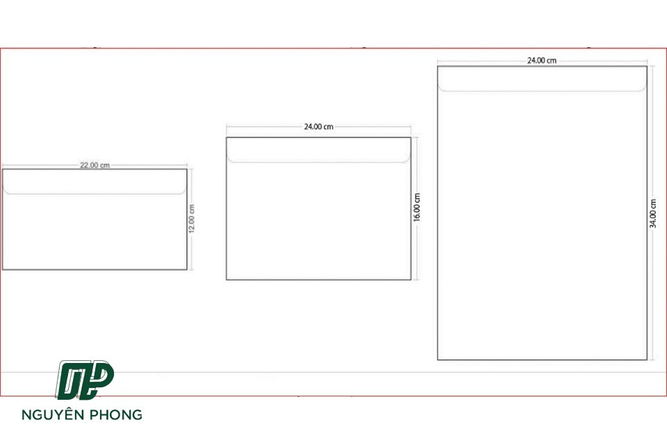 Mỗi phong bì có mỗi kích thước khác nhau