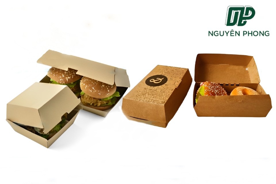 Hộp giấy đựng hamburger loại 2 bánh