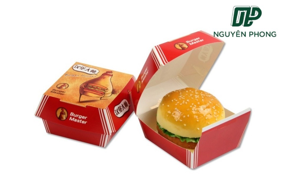 Hộp giấy đựng hamburger loại 1 bánh