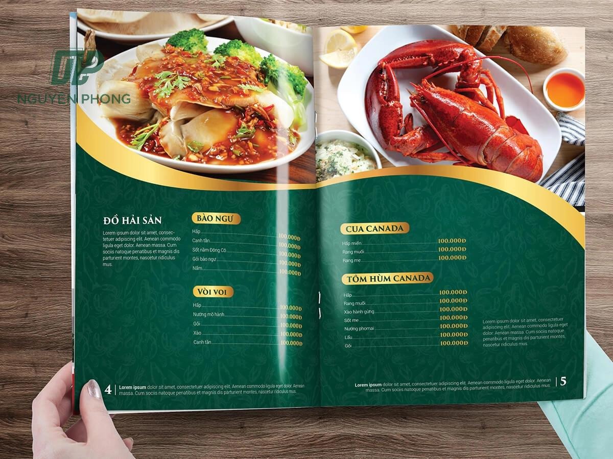 in menu nhà hàng