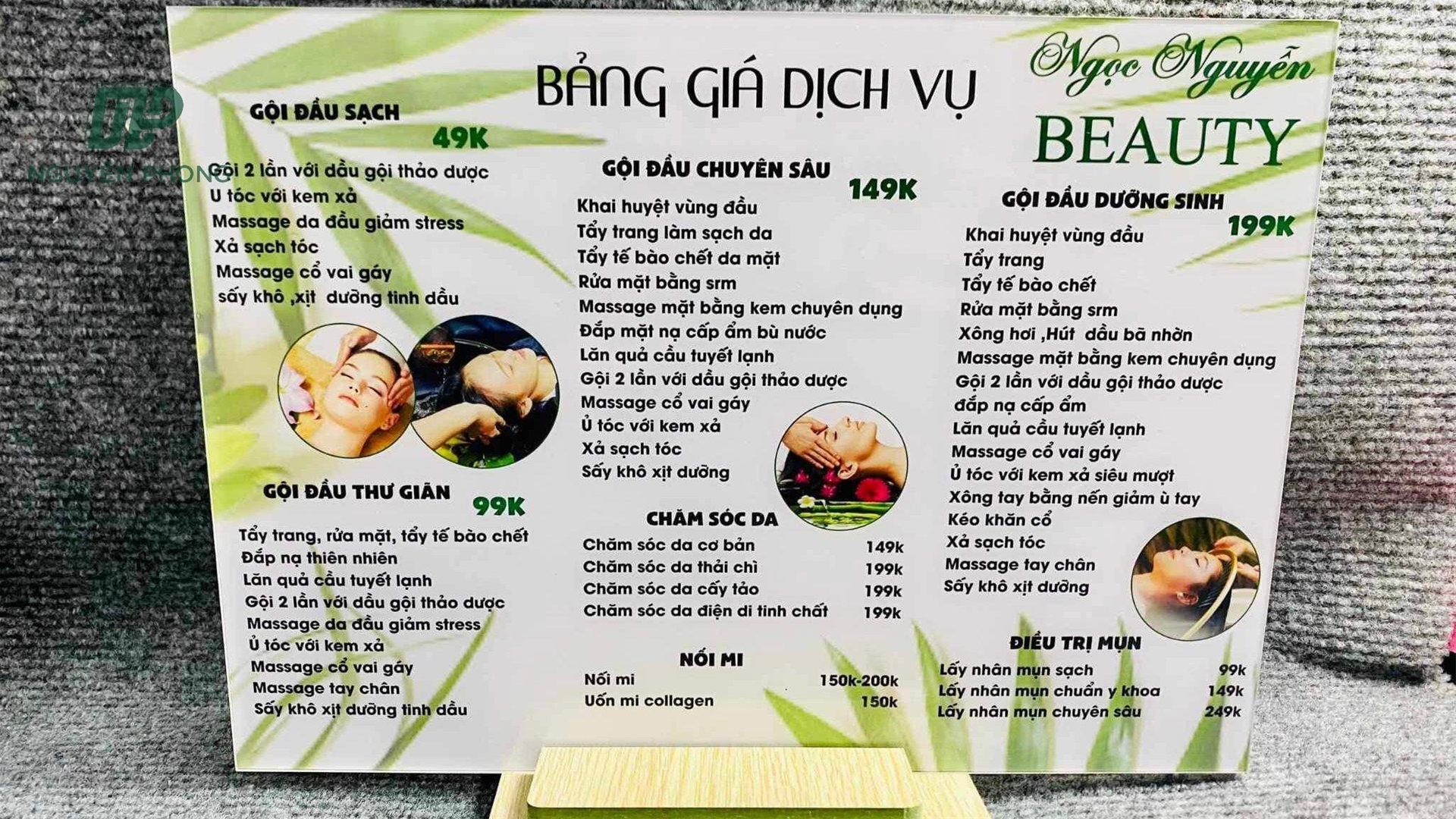 kích thước menu