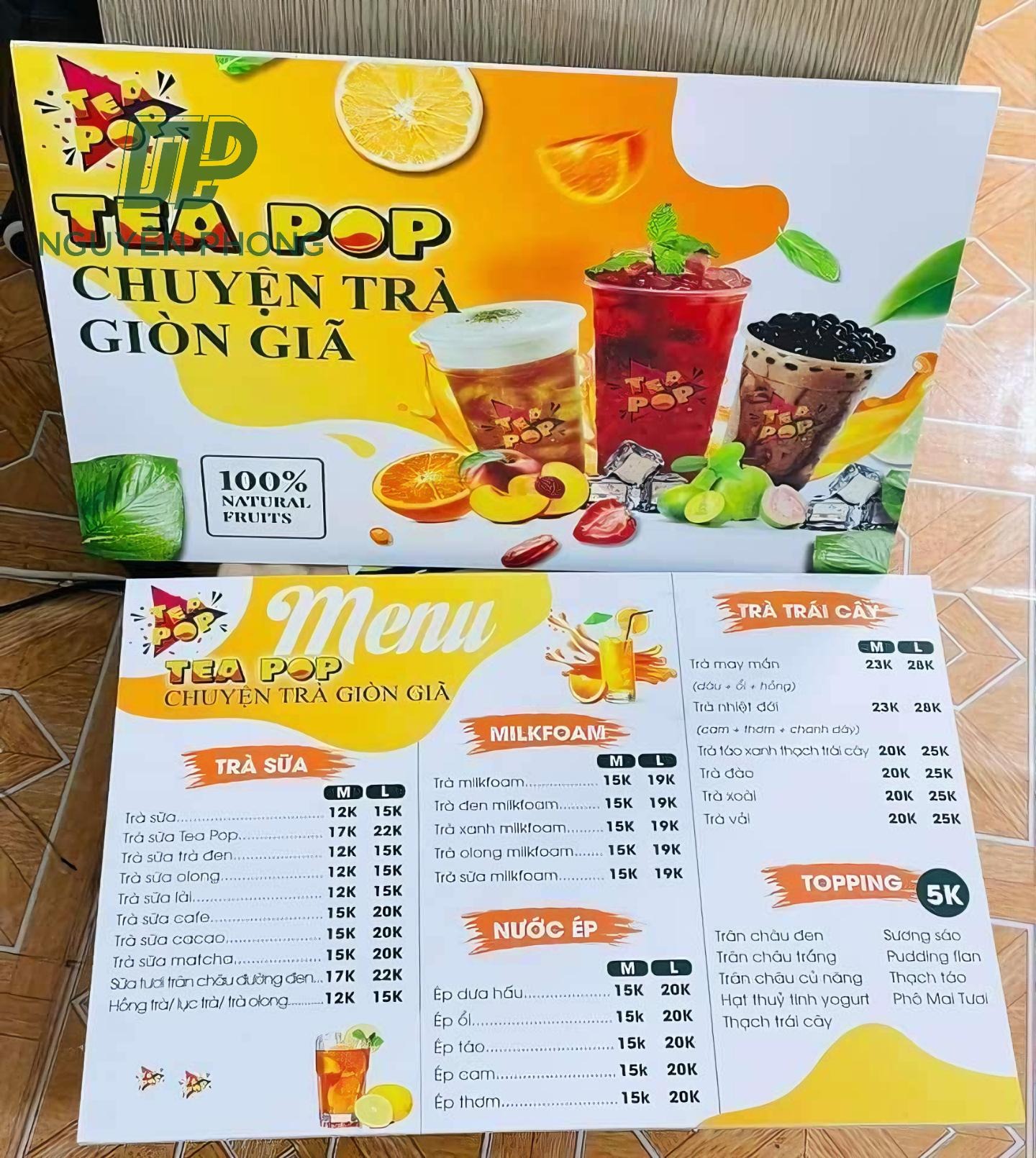 kích thước menu