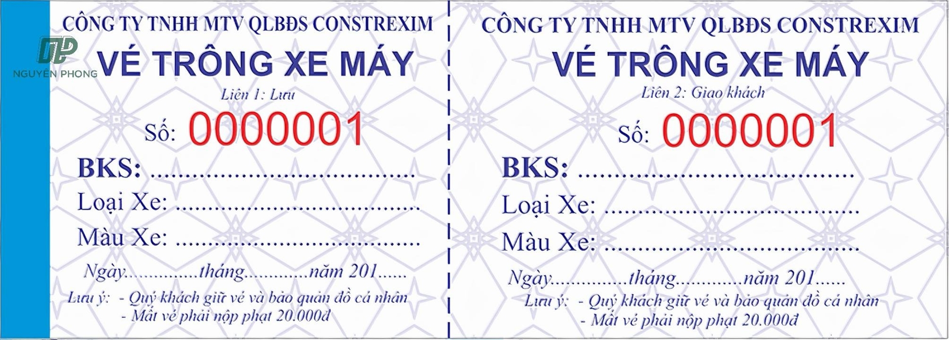 mẫu vé xe