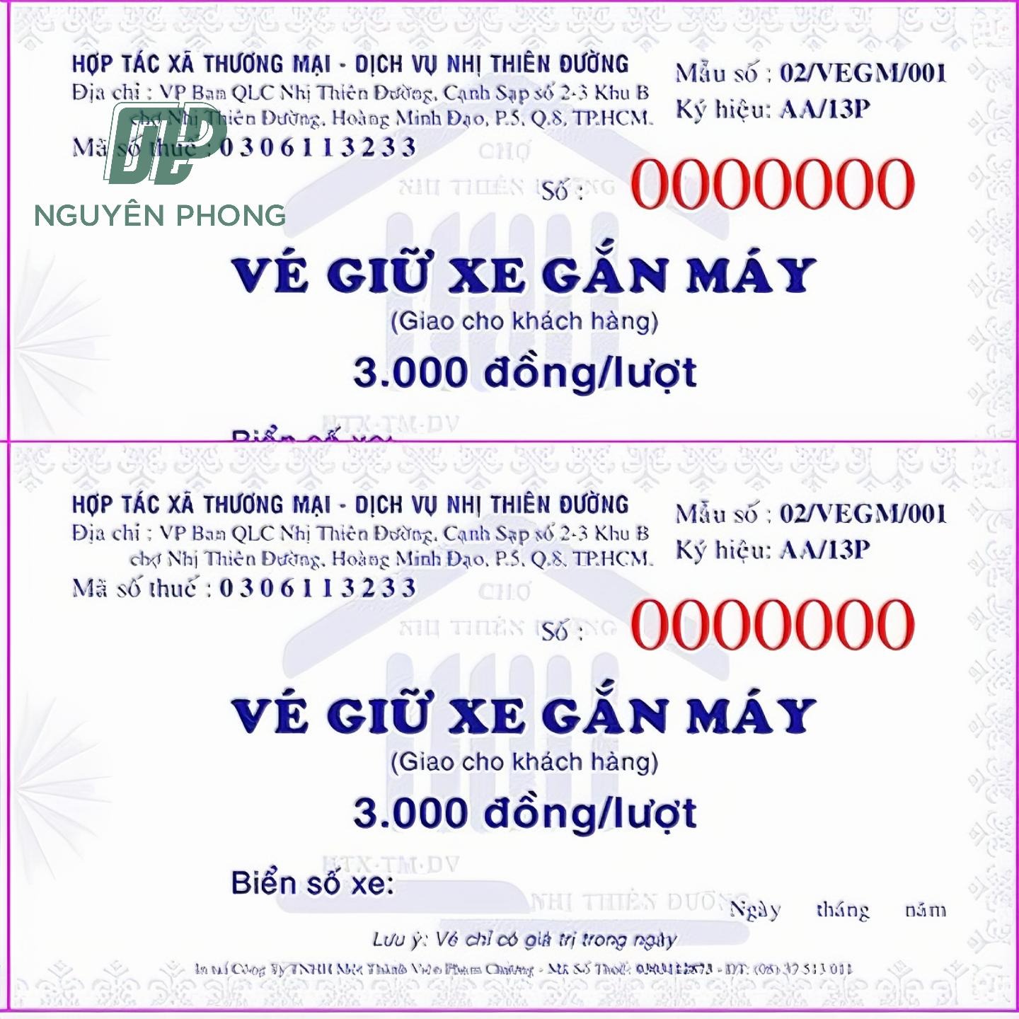 mẫu vé xe