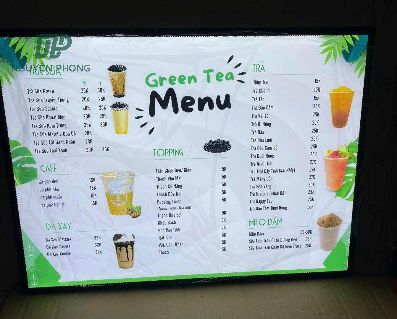 menu trà sữa