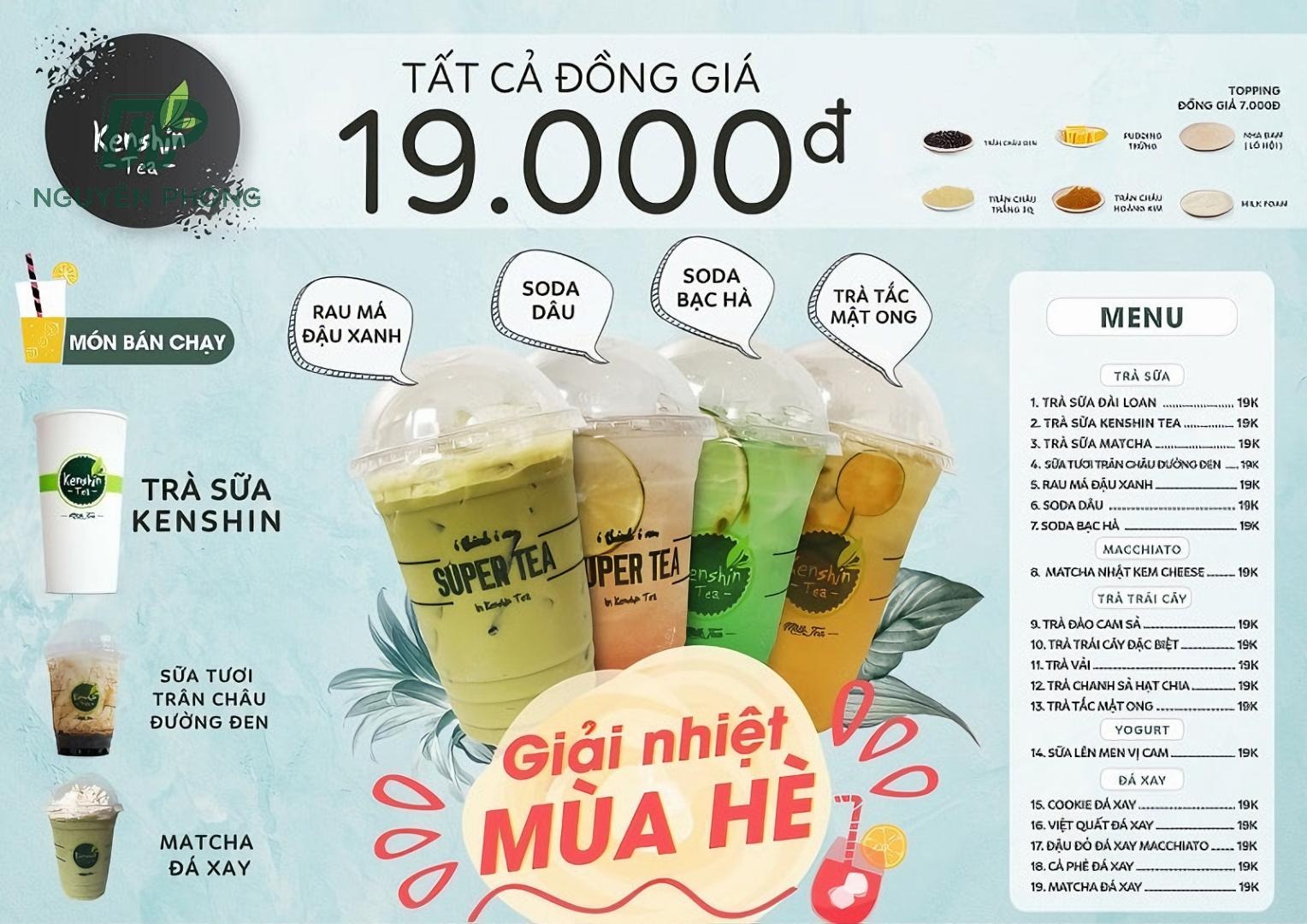 menu trà sữa