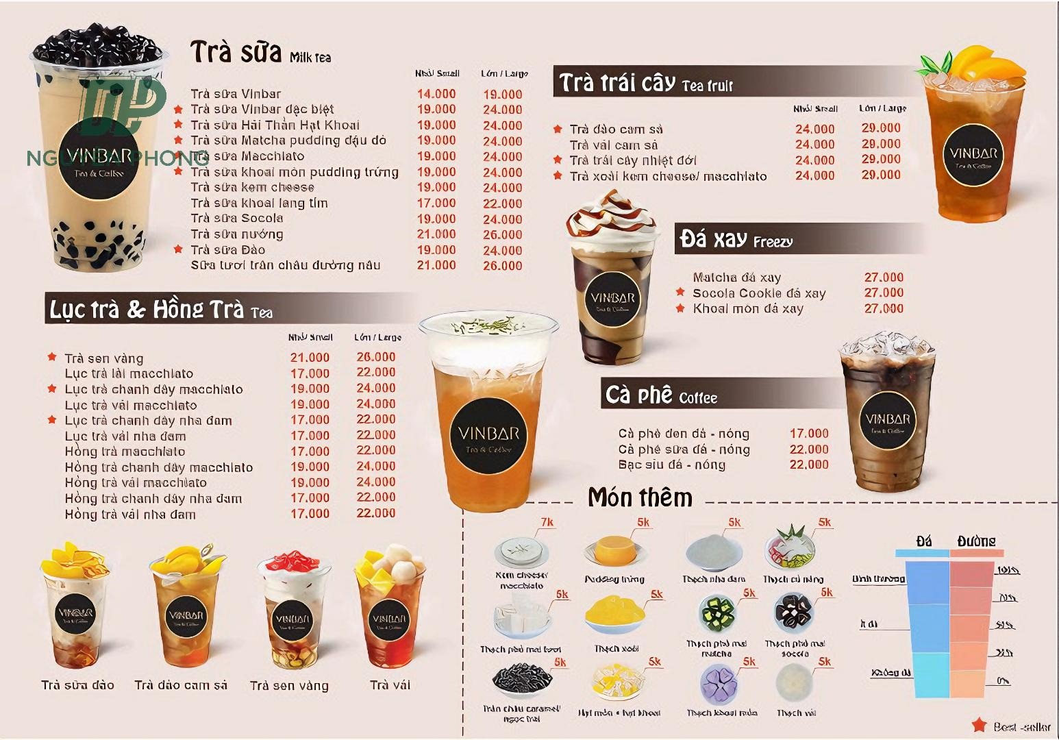 menu trà sữa