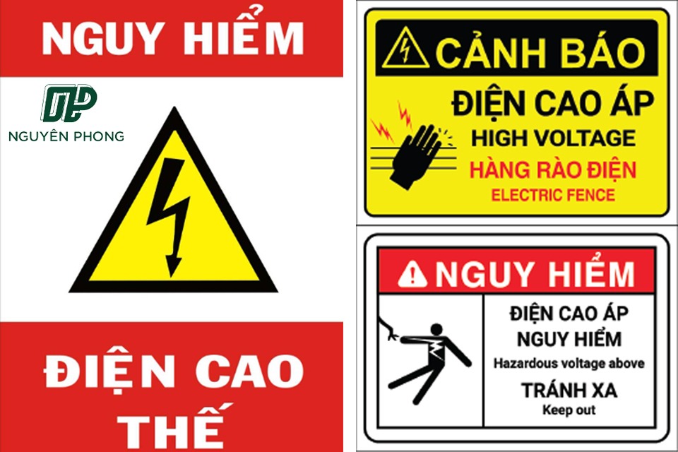 Một số nhãn tem cảnh báo điện áp cao nguy hiểm