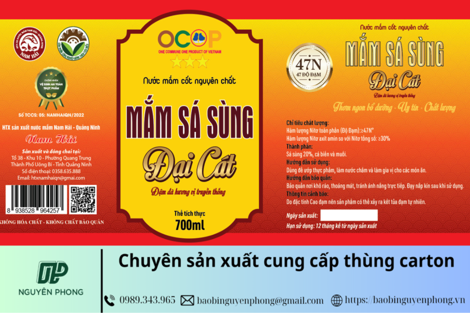 Tem nhãn nước mắm đầy đủ nội dung quan trọng