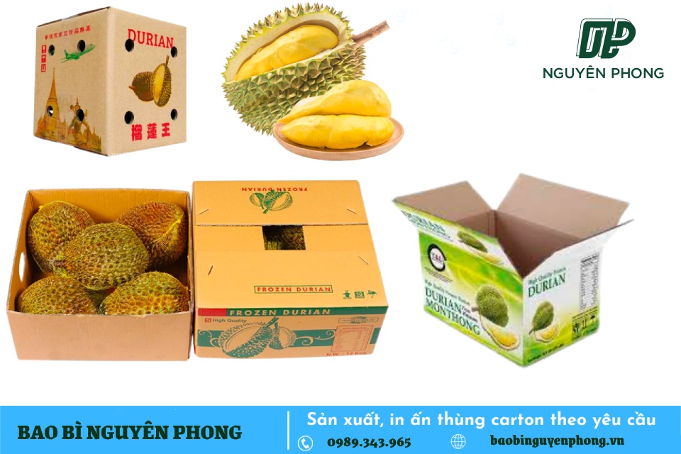  Thùng carton đựng sầu riêng có thể được in ấn với logo, hình ảnh và thông điệp quảng cáo của công ty